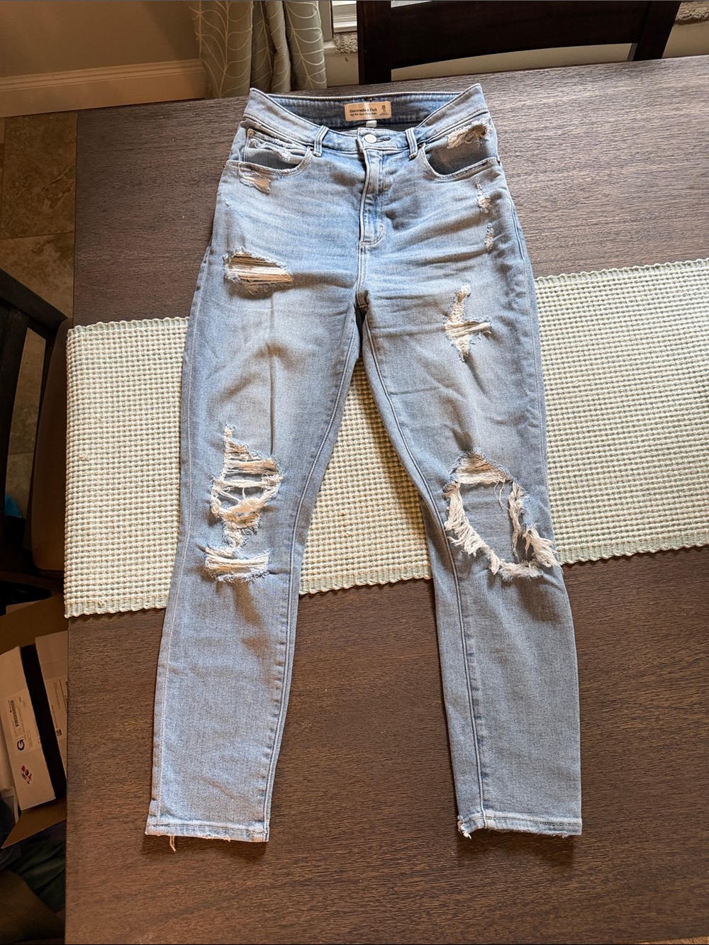 Abercrombie & Fitch High Rise Distressed Jeans